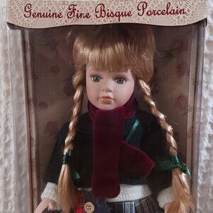 Collector's Choice Fine Porcelain DOLL Blonde Hair Green Eyes Winter Theme COA